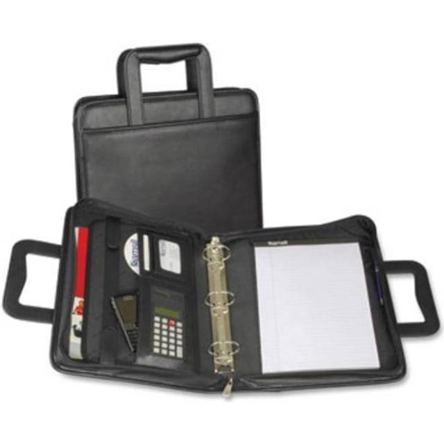 Samsill Professional Padfolio/Portfolio with Zippered Closure Case  2 Inch Removable Round Ring Binder  Retractable Handles  Interior 10.1  Tablet Sle