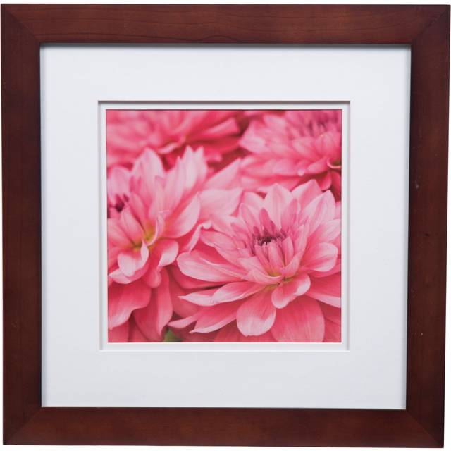 Gallery Solutions 12x12 Flat Walnut Wall Frame with Double White Mat For 8x8 Picture