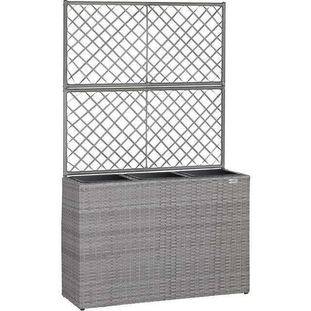 Rattan Trellis Planter Grey 83x305x146cm