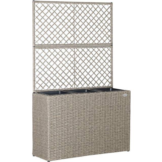 Rattan Trellis Planter Cream 83x305x146cm