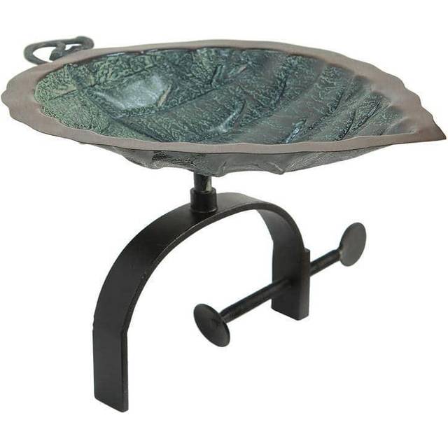 Achla BB-04-OR Aspen Leaf Birdbath with Over Rail Bracket - Copper, Verdi & Black