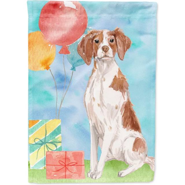 Caroline's Treasures CK3233GF Happy Birthday Brittany Spaniel Garden Size Outdoor-Flags  Multicolor
