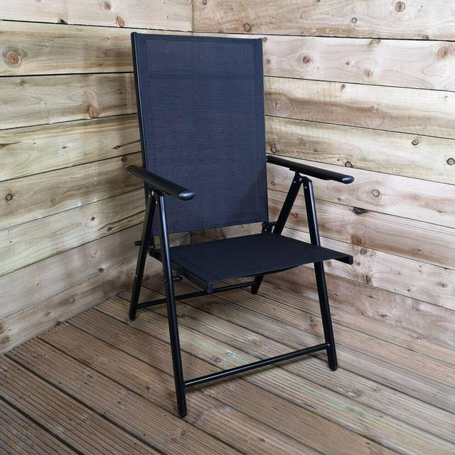 Choice Of Colour Multi Position High Back Reclining Garden / Outdoor Folding Chair - Black