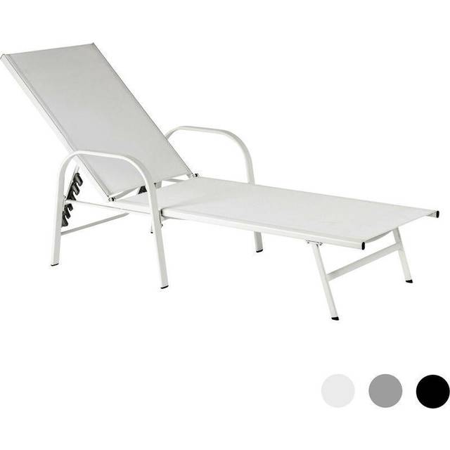 Reclining Sun Lounger - White (94.5cm H X 57cm W X 190cm L)