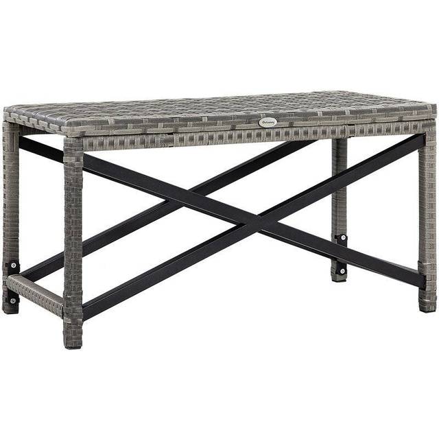 Outsunny PE Wicker Outdoor Coffee Table - Rattan Side Table w/ Plastic Board | TJ Hughes