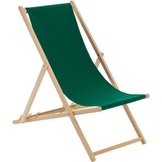 Folding Wooden Deck Chair - Green