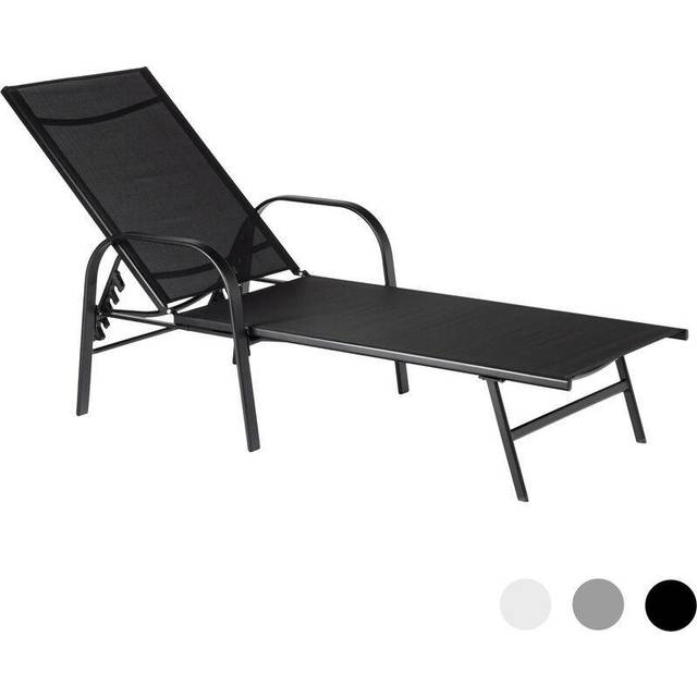 Reclining Sun Lounger - Black (94.5cm H X 57cm W X 190cm L)