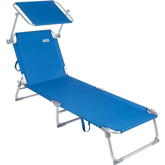 Sun Lounger Ibiza Blue Aluminium with Sun Shade