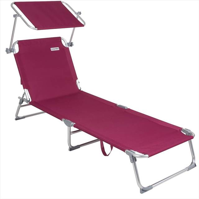 Sun Lounger Ibiza Red Aluminium with Canopy