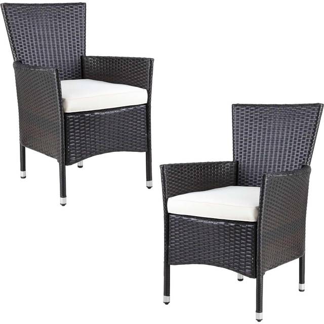 Rattan Garden Chair 2Pcs Set Brown/Cream