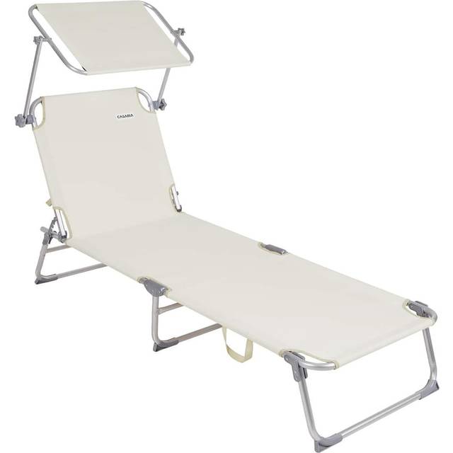 Sun Lounger Ibiza Cream Aluminium with Canopy