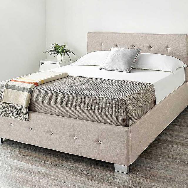 Aspire Small Double Beige Linen End Lift Ottoman Storage Bed - Aspire Beds - Cream