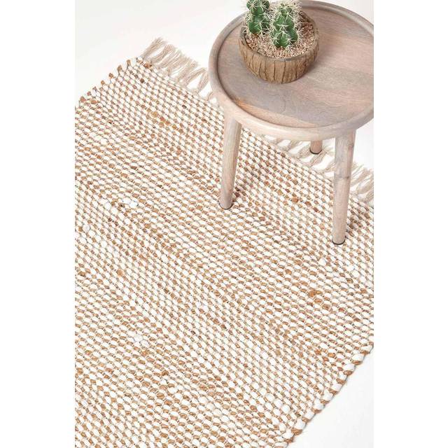 Homescapes Horizon Neutral Chevron Hemp Chindi Rug, 160 x 230 cm - Natural