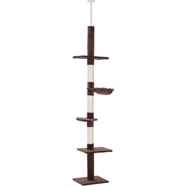 PawHut Floor to Ceiling Cat Tree for Indoor Cats 5-Tier Kitty Tower Brown | TJ Hughes