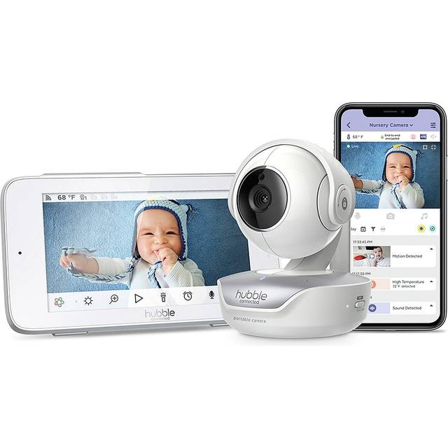 Hubble Nursery Pal Deluxe Connected 5'' Baby Monitor with PTZ Camera, White