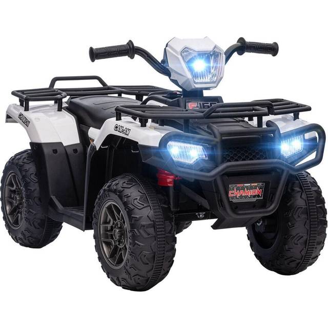 HOMCOM 12V Electric Quad Bike for Kids w/ LED Headlights - Music - White | TJ Hughes