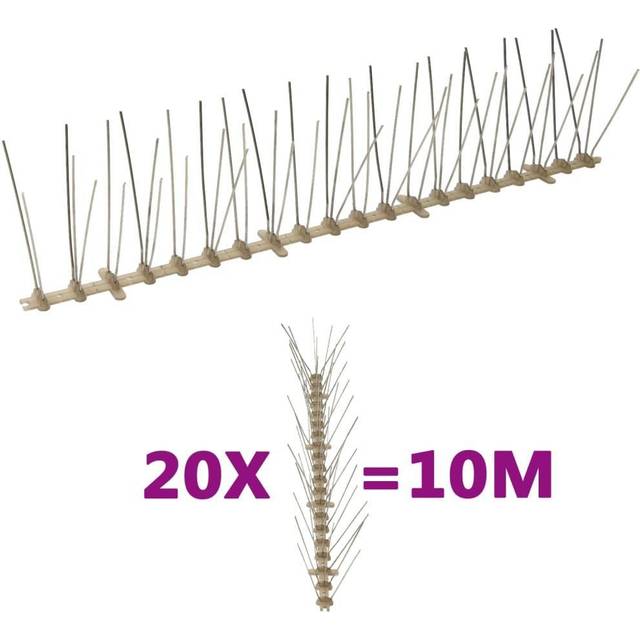 vidaXL 5-row Plastic Bird & Pigeon Spikes Set of 20 10 m