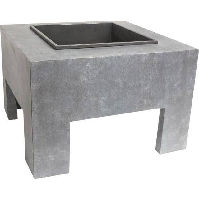 Ivyline 40cm Square Firebowl & Square Console - Cement, Grey