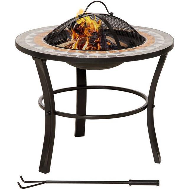 Outsunny 60cm Outdoor Fire Pit Table With Mosaic Outer