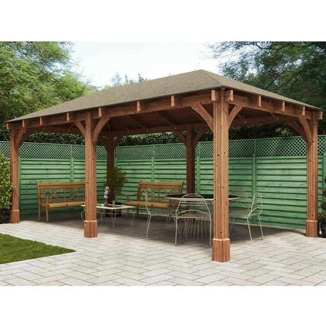 Dunster House Ltd. - Dunster House Wooden Gazebo Leviathan 6m x 3m Heavy Duty Patio Shelter With Roof Shingles