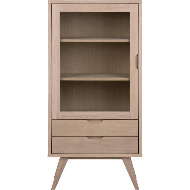 Florence A Line 2 Drawer Single Door White Oak Display Cabinet - Furniture To Go
