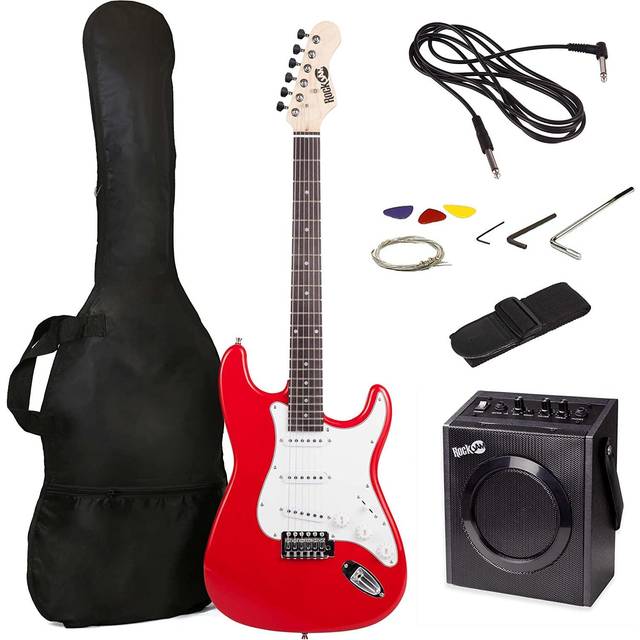 RockJam Full-Size Electric Guitar Kit with 10-Watt Guitar Amp Gig Bag Picks Whammy Lead Spare Strings & Lessons