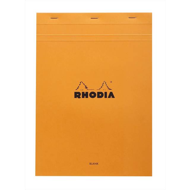 "Rhodia Notepad  No18 A4  Plain - Orange  8 1/4"""" x 11 3/4"""" (18000C)"