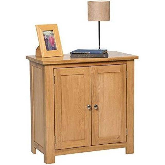 Hallowood Furniture - Waverly Oak Small Cupboard in Light Oak, Solid Wooden 2 Door Cupboard with Adjustable Shelf, Sideboard Storage Cabinet for