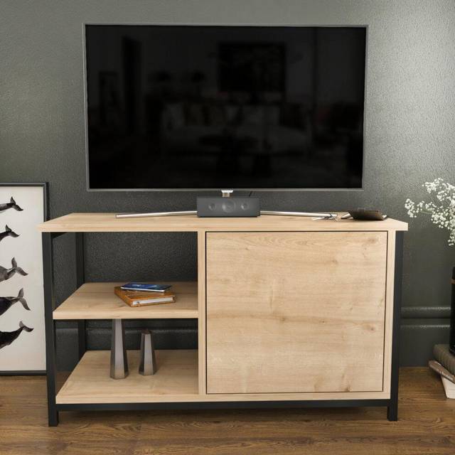 Muskegon TV Unit - Black / Sapphire Oak - Brown