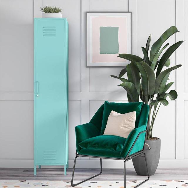 Novogratz Ng Cache Single Metal Locker Storage Cabinet Mint, Green