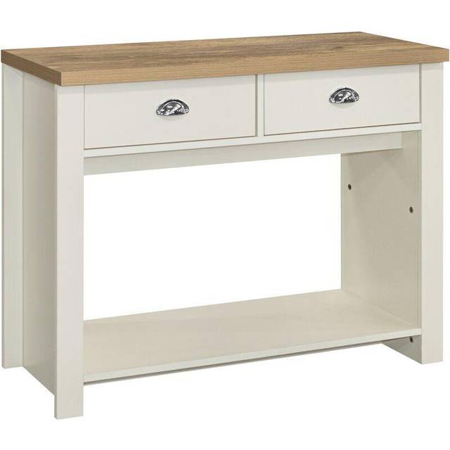 Highgate 2 Drawer Cream and Oak Console Table - Birlea - White - 35 x 99 x 77cm