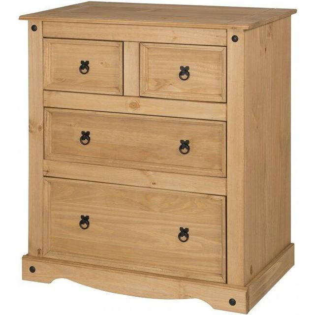 Mercers Furniture Corona 2+2 Chest Of 4 Drawers Solid Pine With Mexican Styling, Brown
