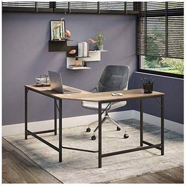 Hallowood Furniture - Dudley Large Corner Office Desk with Metal Legs & Wooden Top, Computer Desk, Gaming Desk, Office Desk, Study Table, Work Desk,