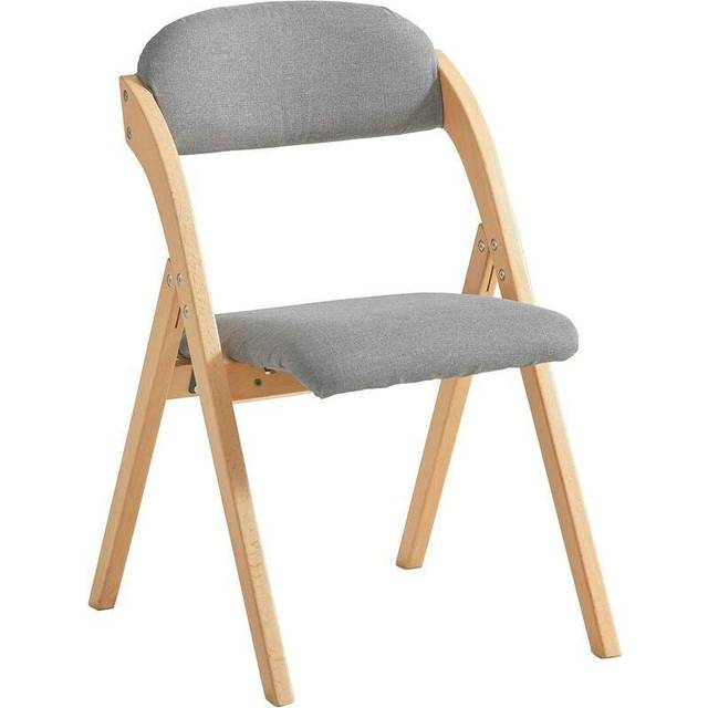 SoBuy FST92-N, Wooden Padded Folding Chair Dining Chair Office Chair, Light Grey