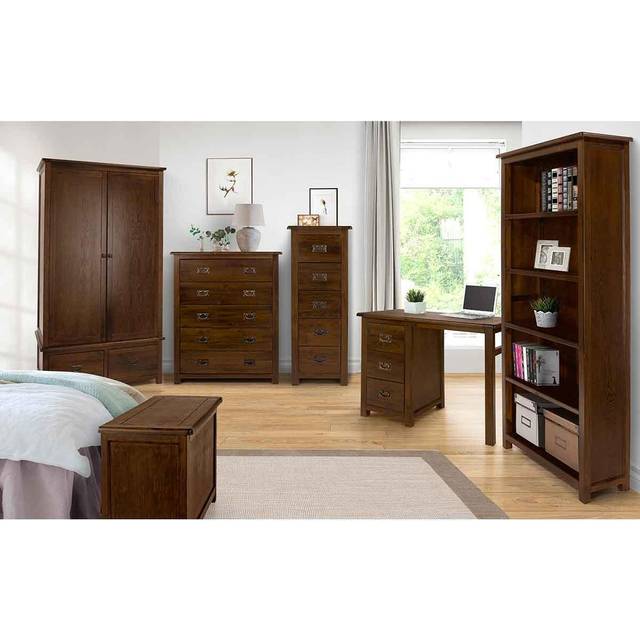 Boston 5 Shelf Dark Lacquer Tall Bookcase - Brown