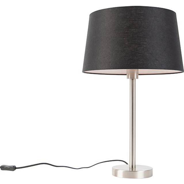 Moderna bordslampa stål med svart skugga 35 cm - Simplo