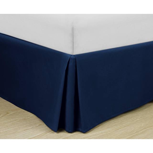 Cathay Home Double Brushed Microfiber Pleated Easy Fit Bed Skirt  Ultra Soft  Fade and Wrinkle Resistant  Navy  California King