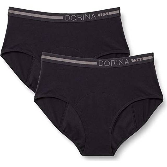 Dorina perioder underkläder trosor, menstruation trosor absorberande MIDI, 2-pack, ECO måne, Svart, L