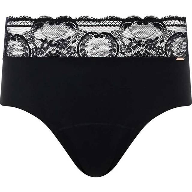 Chantelle Womens High Waist Lace Period Panty - Black Polyamide - Size Medium