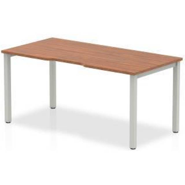 Evolve Single Silver Frame Bench Desk 1600 Walnut - BE127