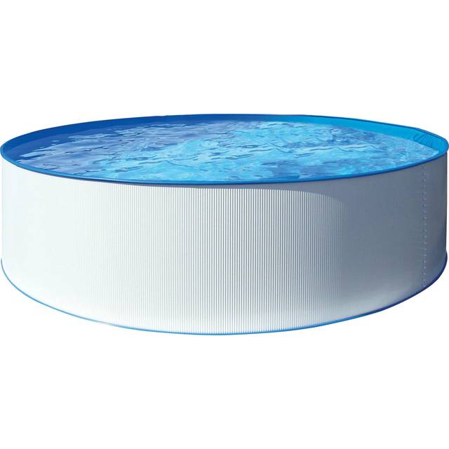 Swim & Fun Pool Kreta Ø350 x 90 cm, stege + pump - ovan mark Vit,Blå Metall
