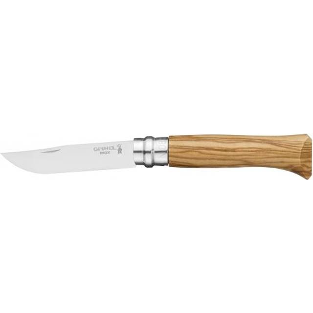 Opinel No.8 Locking Folding Pocket Knife - Orange - High Carbon Steel Blade, Beech Handle - Virobloc Safety Ring