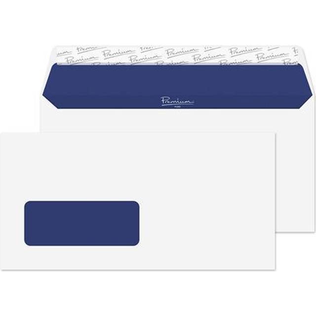 Blake Pure Premium Envelopes DL Super White Wove Wallet Window Peel and Seal 120gsm 110x220mm - Pack 500 (RP81884)