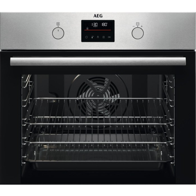 AEG BPS355061M Pyrolytic Built In Electric Single Oven - Stainless Steel