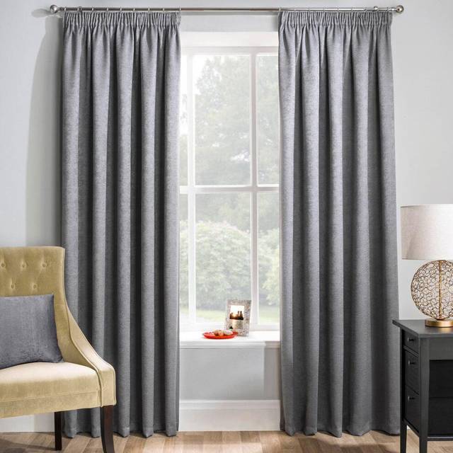 Matrix Pencil Pleat Thermal Curtain Grey - Enhanced Living - Size: 167 x 183cm