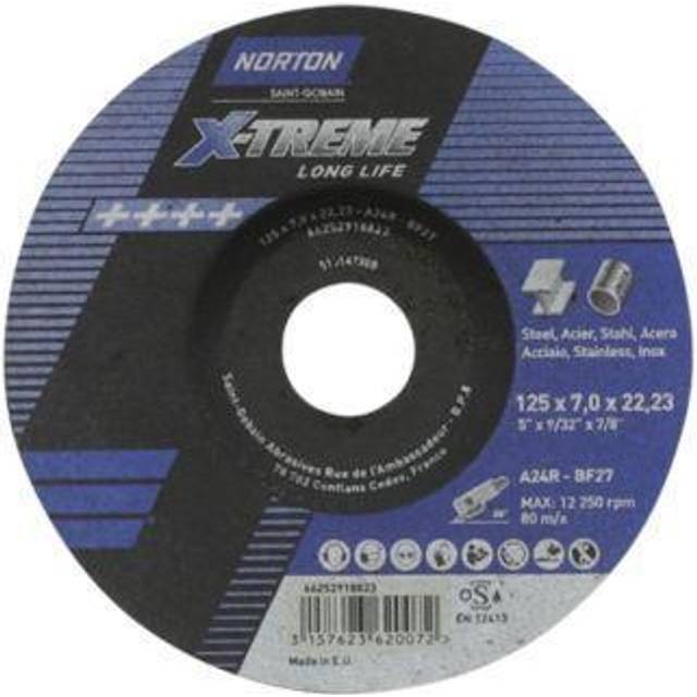 Norton Saint Gobain 125x7.0x22.23mm Nor-Xtreme Grinding Disc A24R Ty- you get 10