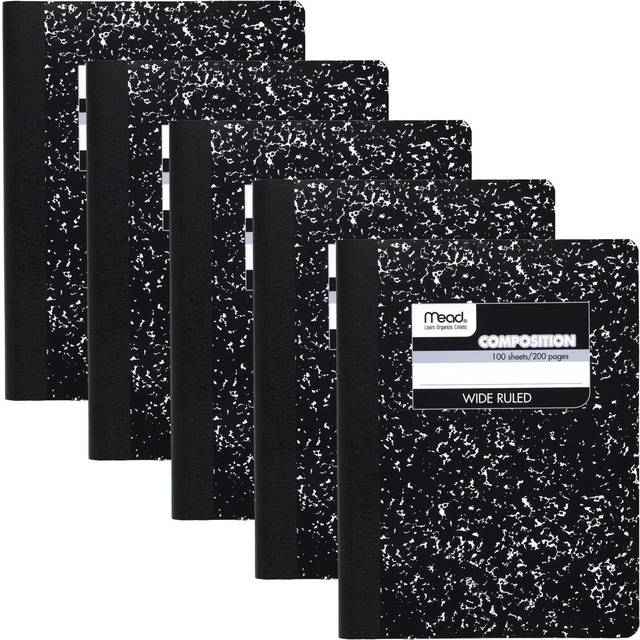 Mead Composition Notebooks  Wide Ruled Paper  100 Sheets  Comp Book  5 Pack (72368)