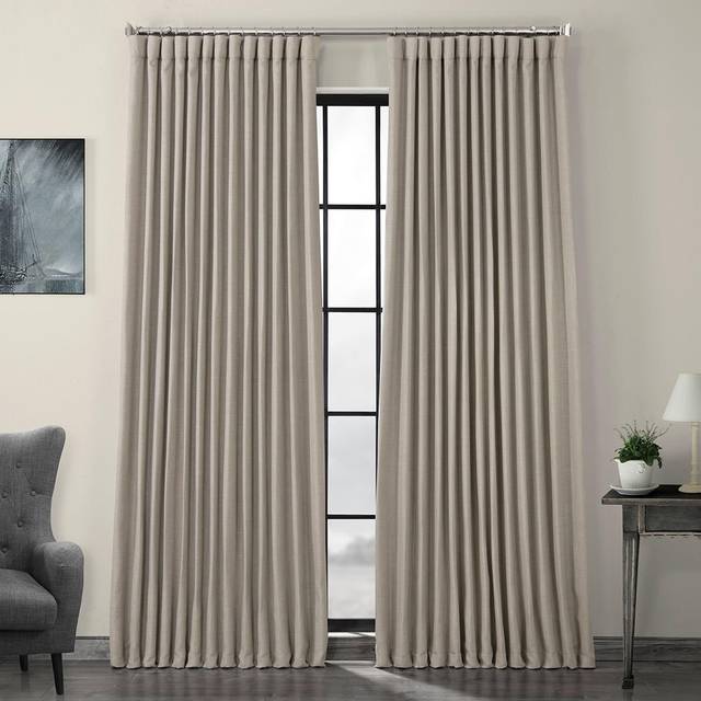 HPD Half Price Drapes BOCH-LN-DW-P Faux Linen Extra Wide Room Darkening Curtain (1 Panel), 100 X 96, Oatmeal