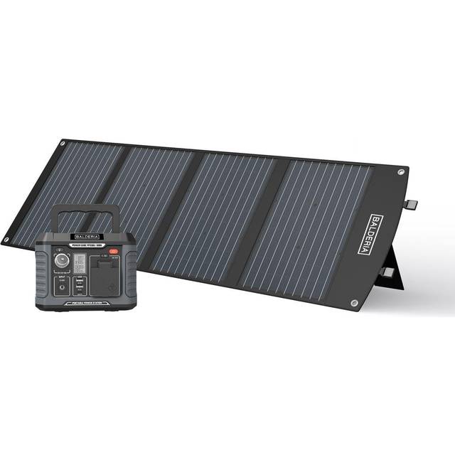 BALDERIA Power Set PS300-120 | Tragbare Powerstation 300W + Solarpanel 120W | Solar-Generator, Kraftwerk mit AC Steckdose 230V | USB Strom für Outdoor Camping Arbeiten Notfall Balkon Wohnmobil