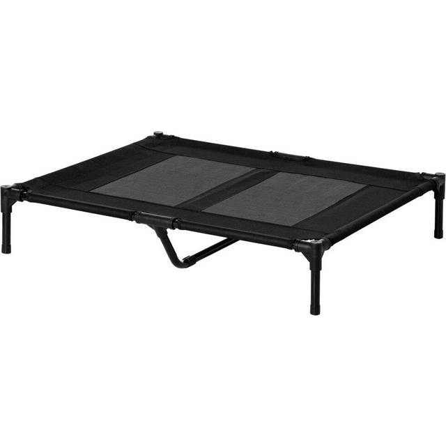PawHut Large Raised Dog Bed Cat Elevated Lifted Cooling Portable Camping Basket Outdoor Indoor Mesh Pet Cot Metal Frame - Black | TJ Hughes